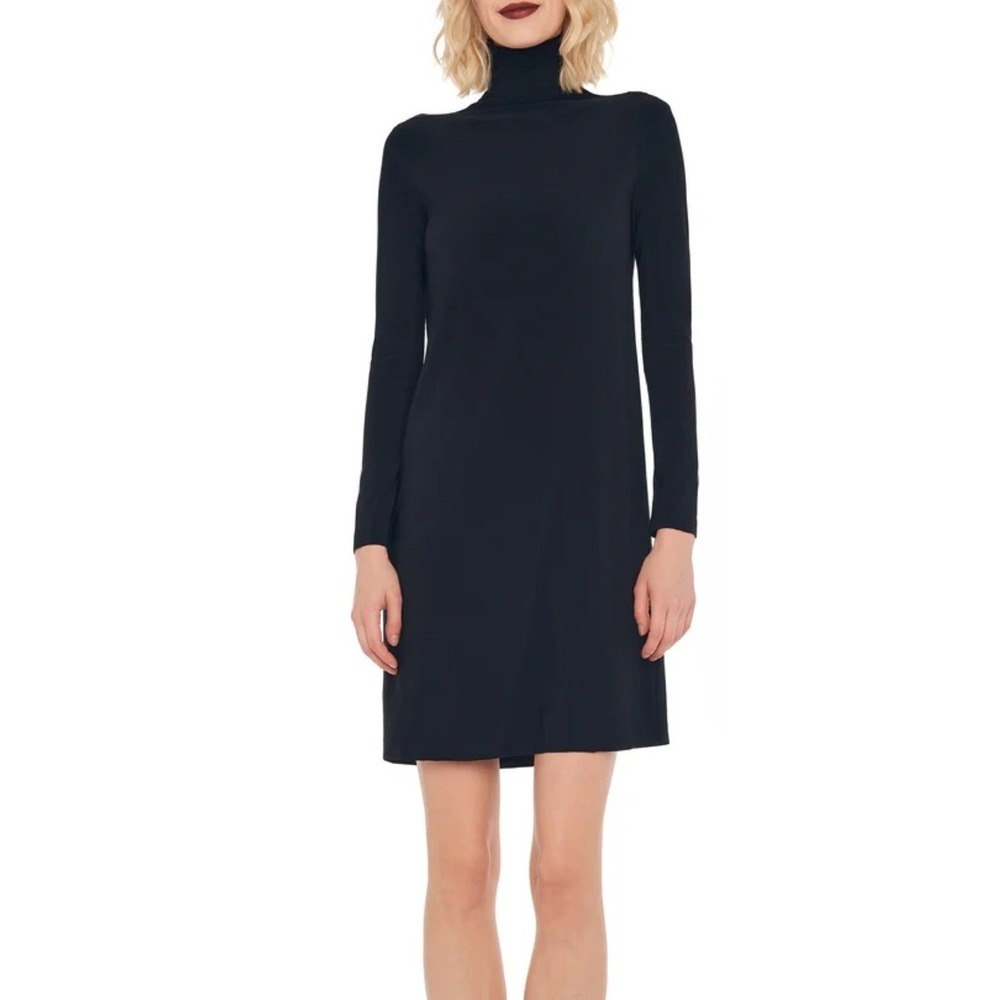 Norma Kamali Black Long Sleeve Turtleneck‎ Mini Dress XS